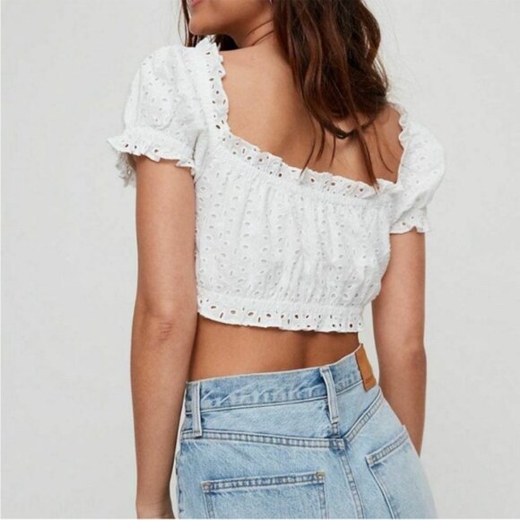 bundle of 2 nwot Sunday best eyelet crop peasant tops L - Picture 3 of 3